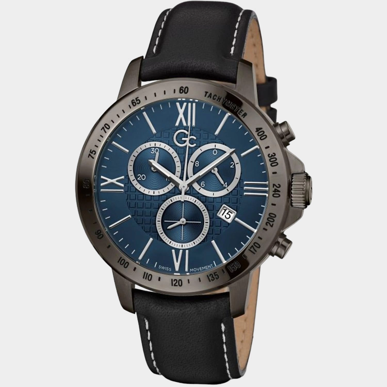 Men Blue Chronograph Leather Watch Y91003G7MF