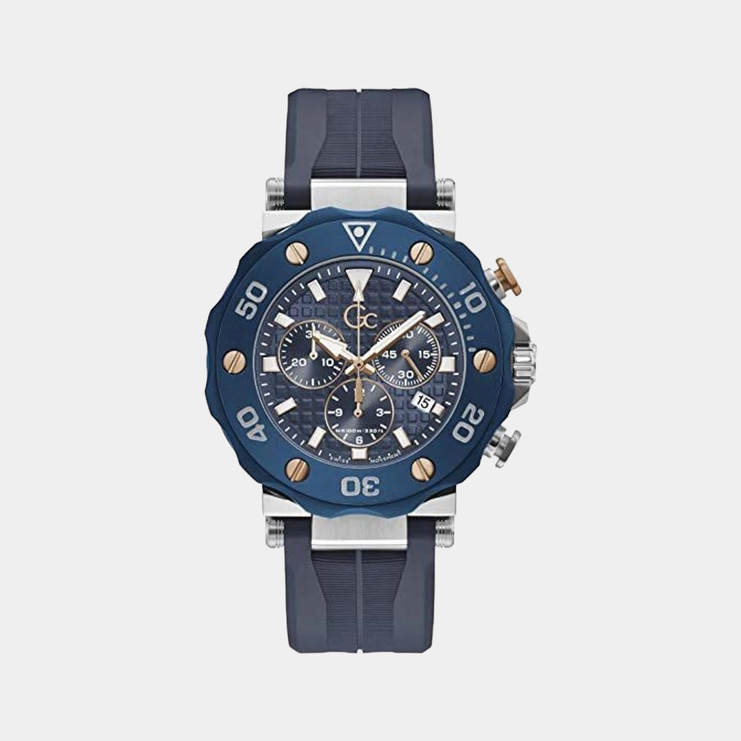 Men Blue Silicon Chronograph Watch Y63006G7MF