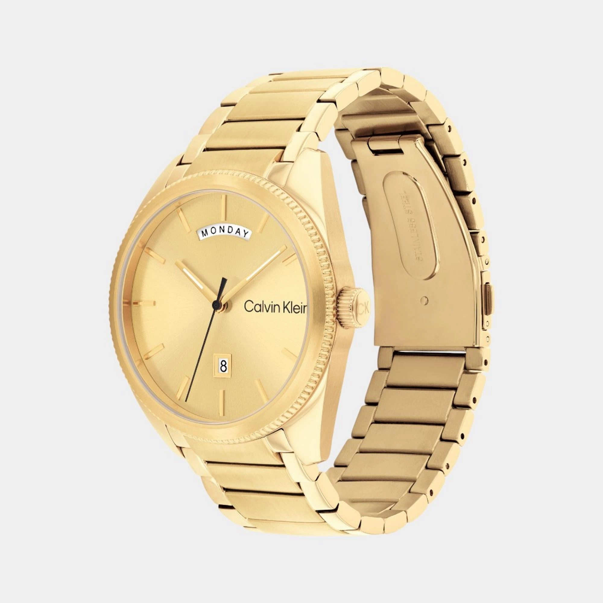 Men Quartz Analog Gold Dial Stainless Steel Watch 25200447