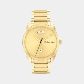 Men Quartz Analog Gold Dial Stainless Steel Watch 25200447
