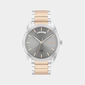 Men Quartz Analog Grey Dial Stainless Steel Watch 25200449