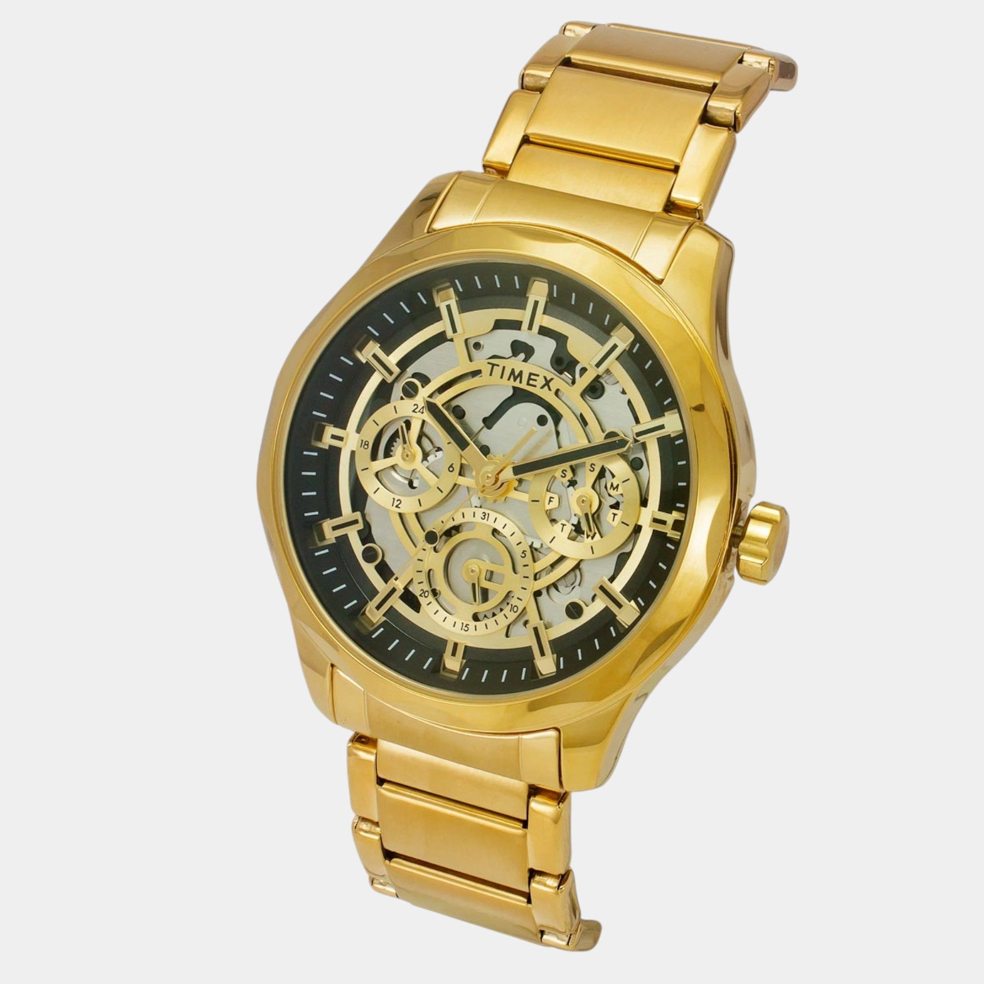 Men Quartz Black Dial Multi-Function Stainless Steel Watch TW0TG7628