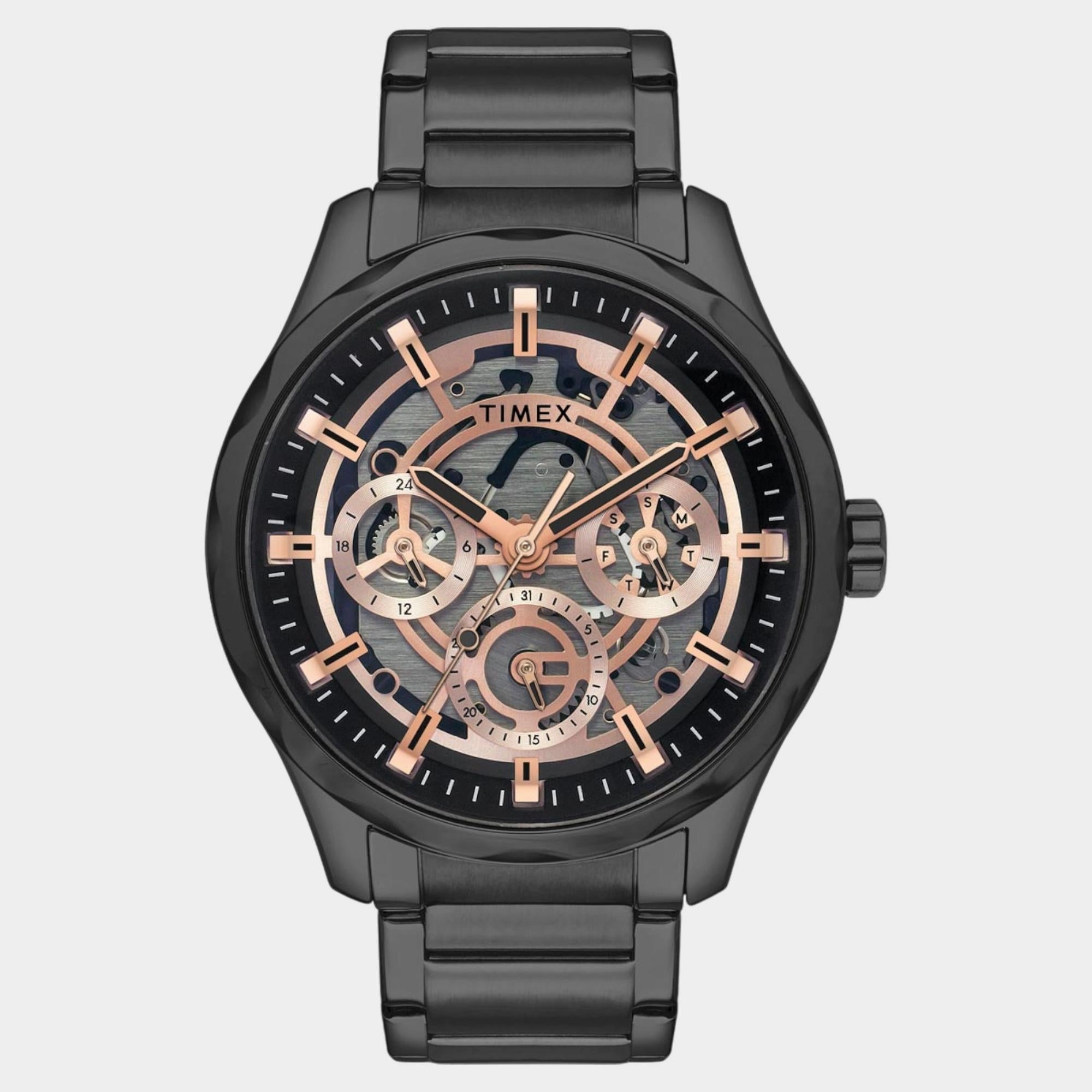 Men Quartz Black Dial Multi-Function Stainless Steel Watch TW0TG7630