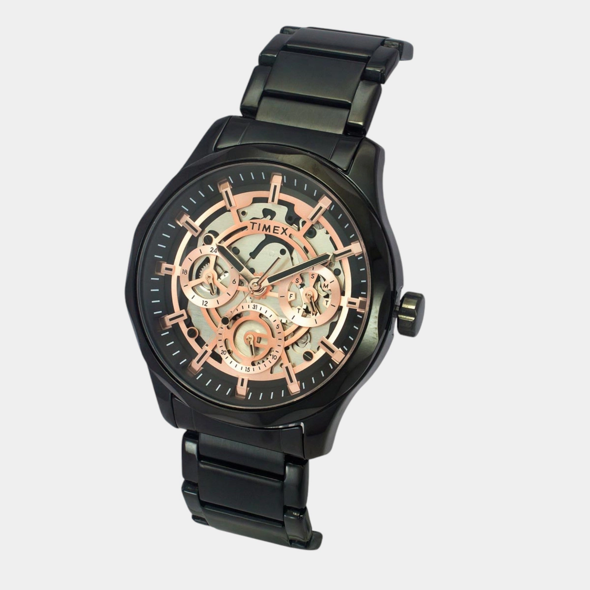 Men Quartz Black Dial Multi-Function Stainless Steel Watch TW0TG7630