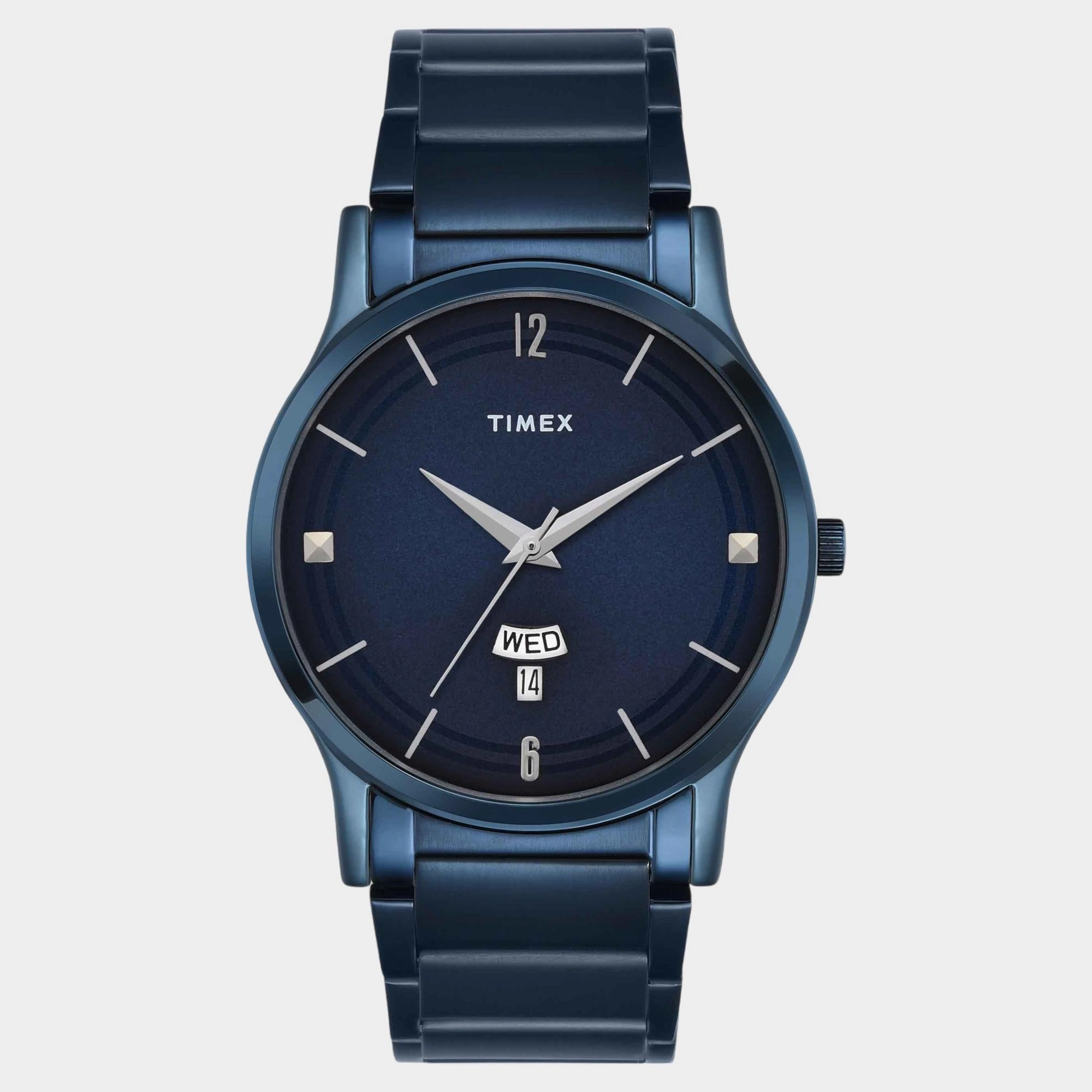 Men Quartz Blue Dial Analog Stainless Steel Watch TW000R460