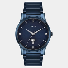 Men Quartz Blue Dial Analog Stainless Steel Watch TW000R460