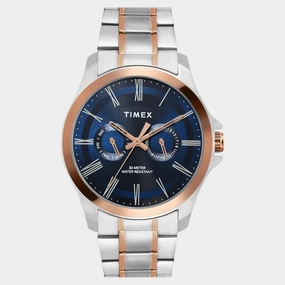 Men Quartz Blue Dial Analog Stainless Steel Watch TW000X131