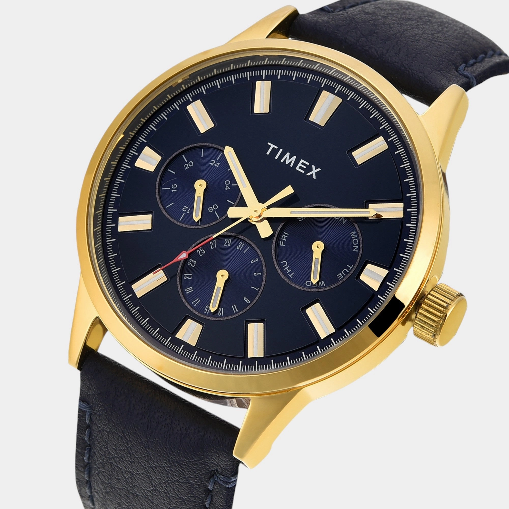 Men Quartz Blue Dial Multi-Function Leather Watch TWEG19928