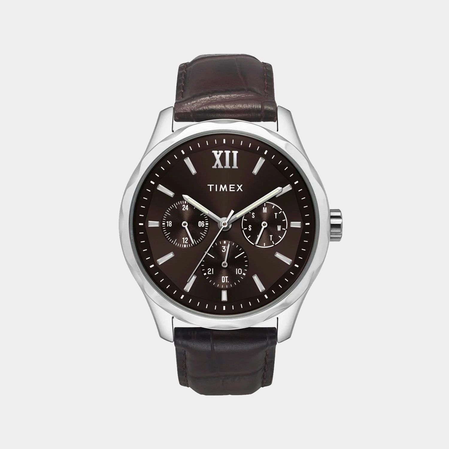 Men Quartz Brown Dial Multi-Function Leather Watch TW0TG7633