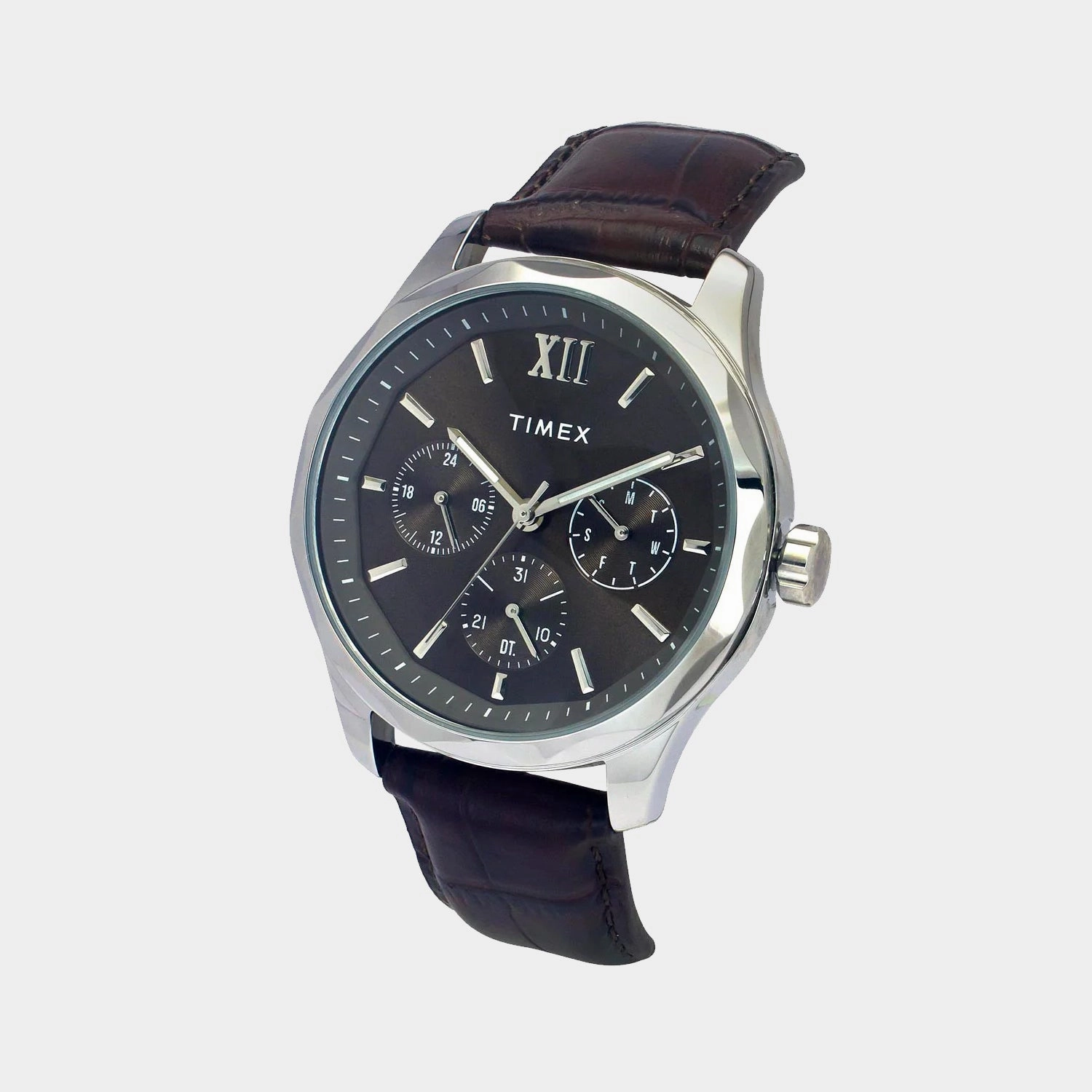 Men Quartz Brown Dial Multi-Function Leather Watch TW0TG7633