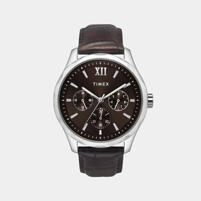 Men Quartz Brown Dial Multi-Function Leather Watch TW0TG7633