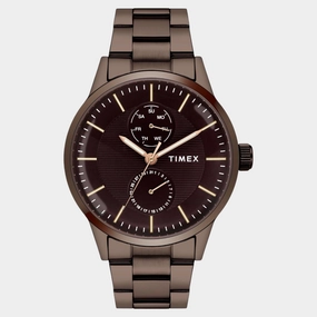 Men Quartz Brown Dial Multi-Function Stainless Steel Watch TWEG19941