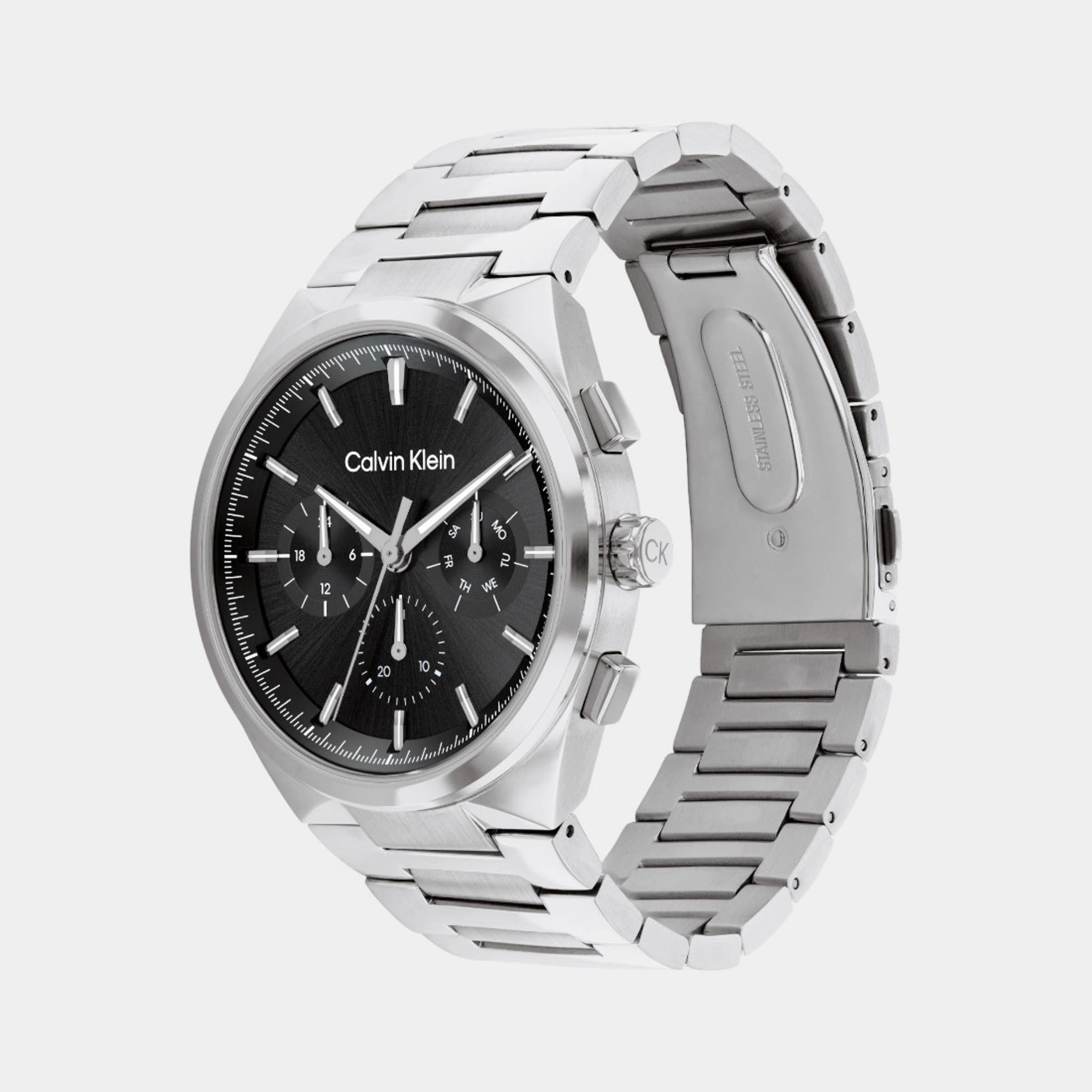 Men Quartz Chronograph Black Dial Stainless Steel Watch 25200459