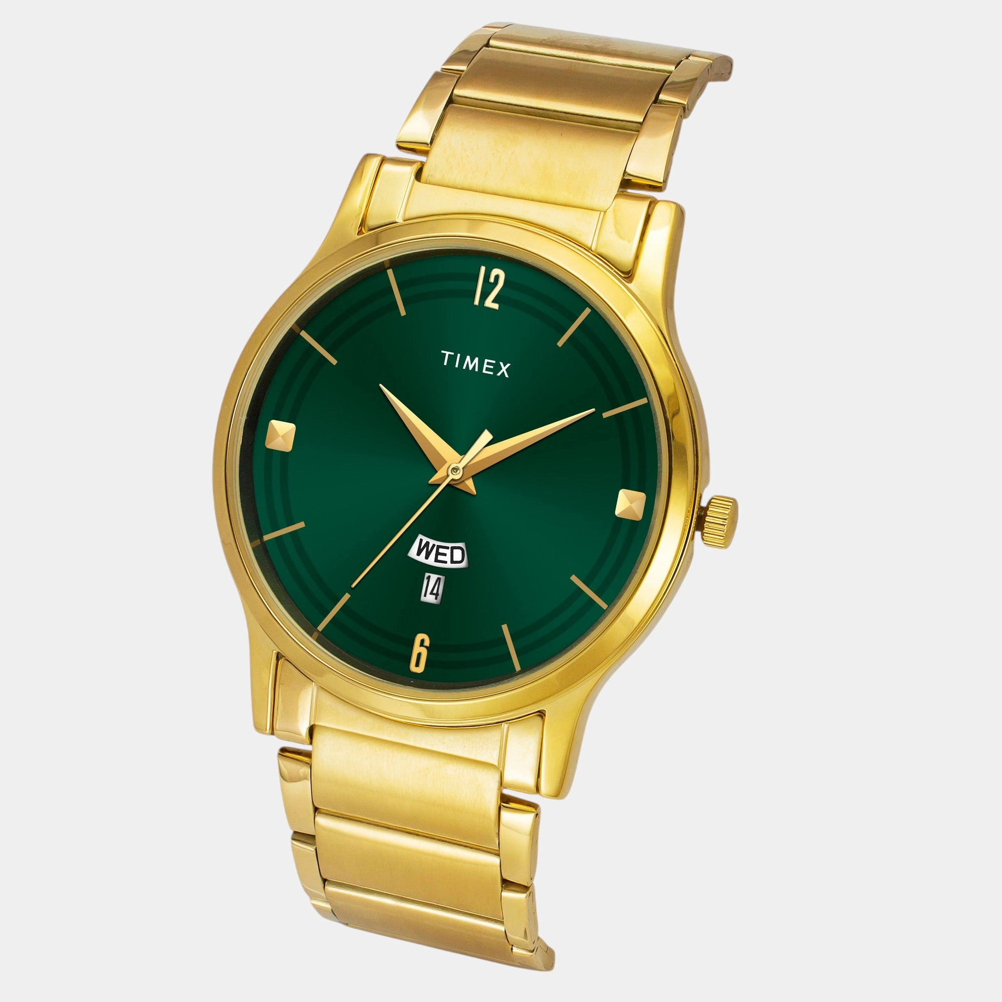 Men Quartz Green Dial Analog Stainless Steel Watch TW000R462