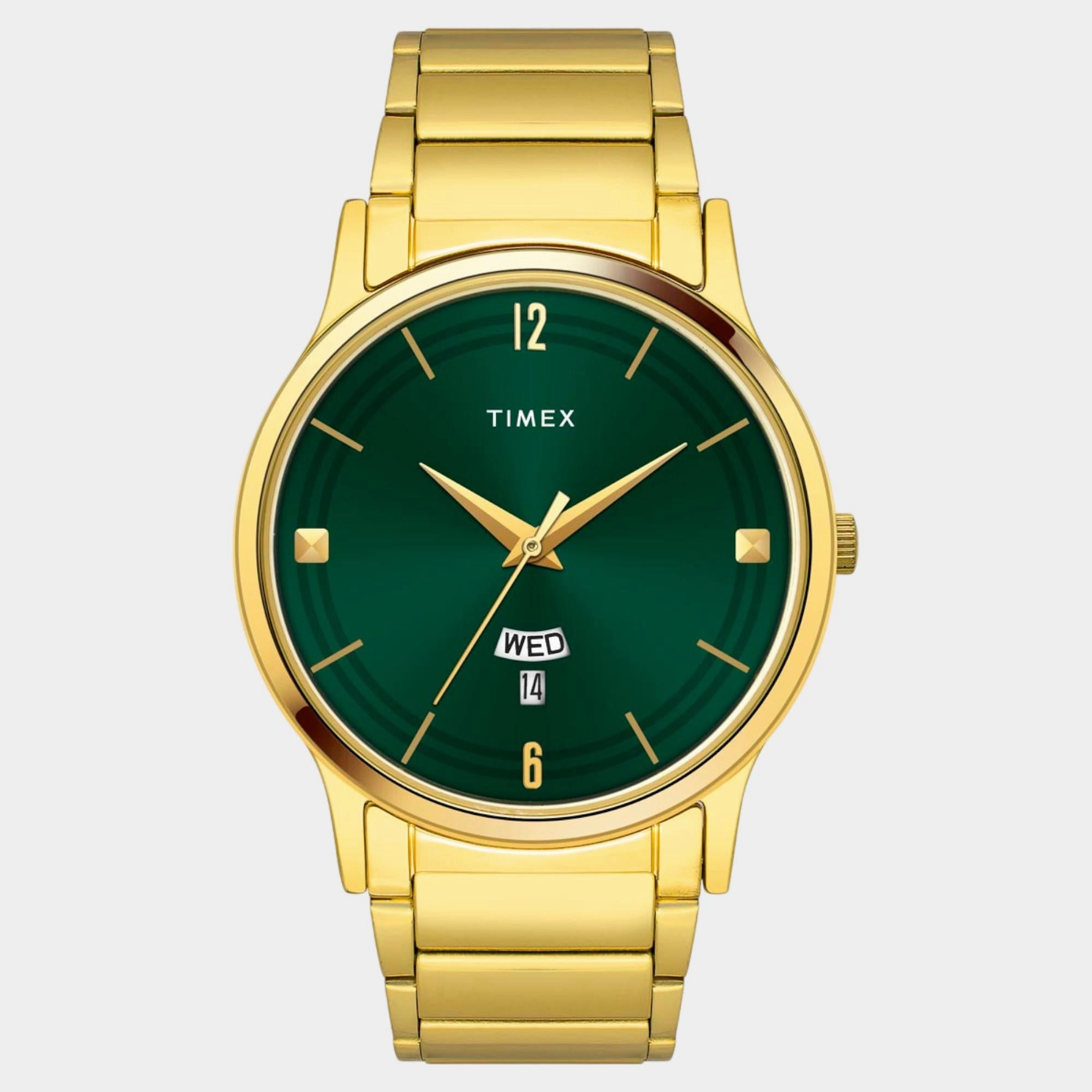 Men Quartz Green Dial Analog Stainless Steel Watch TW000R462