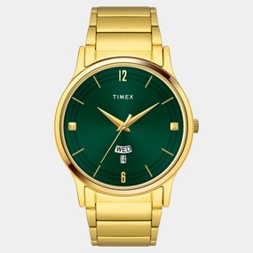 Men Quartz Green Dial Analog Stainless Steel Watch TW000R462