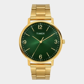 Men Quartz Green Dial Analog Stainless Steel Watch TW0TG8027