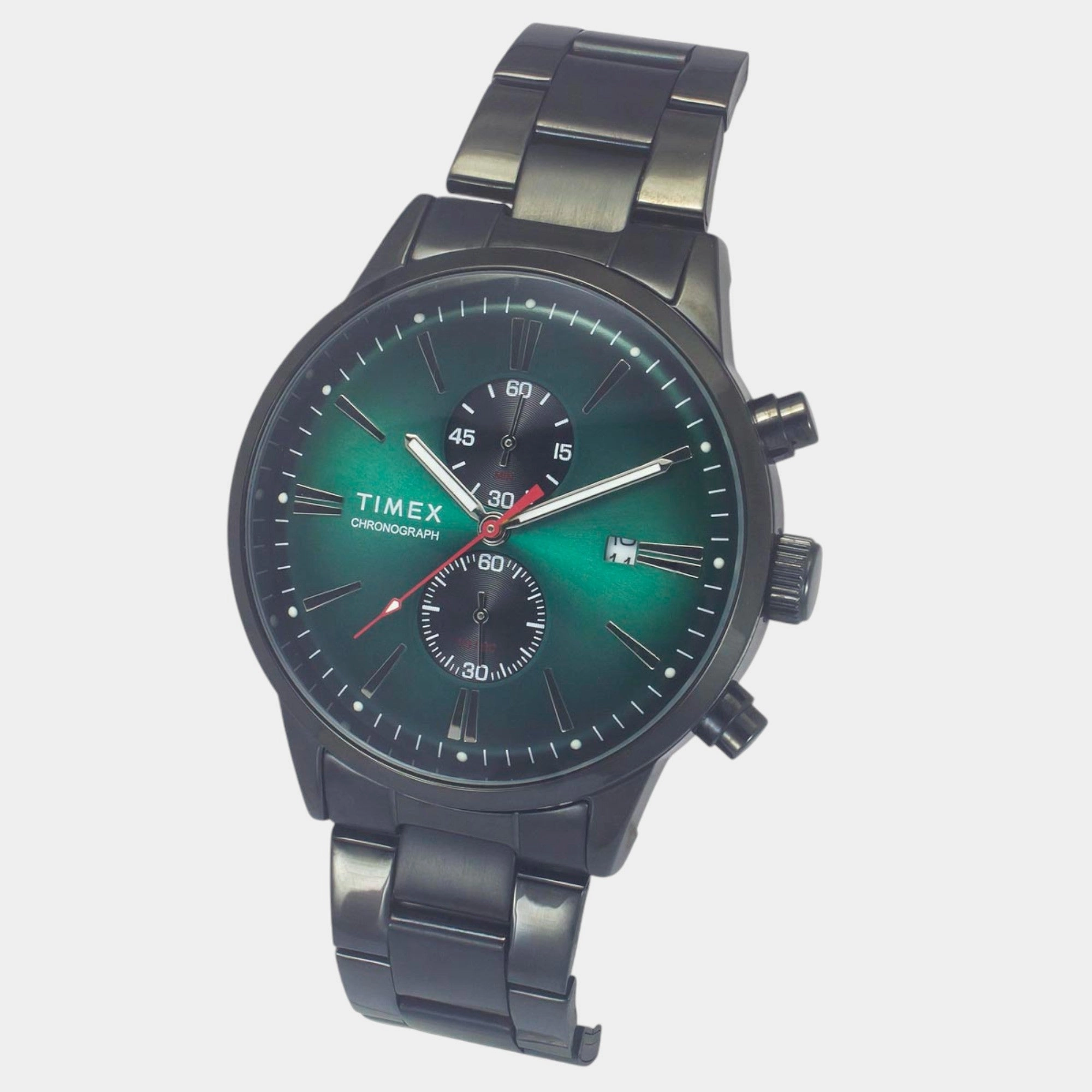 Men Quartz Green Dial Chronograph Stainless Steel Watch TWEG19933