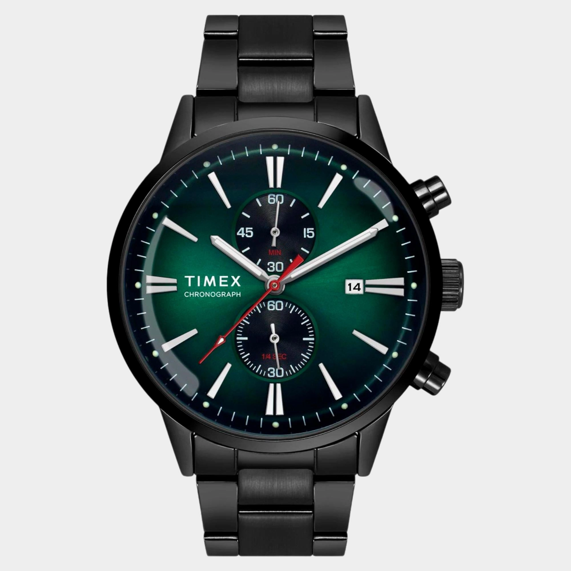 Men Quartz Green Dial Chronograph Stainless Steel Watch TWEG19933