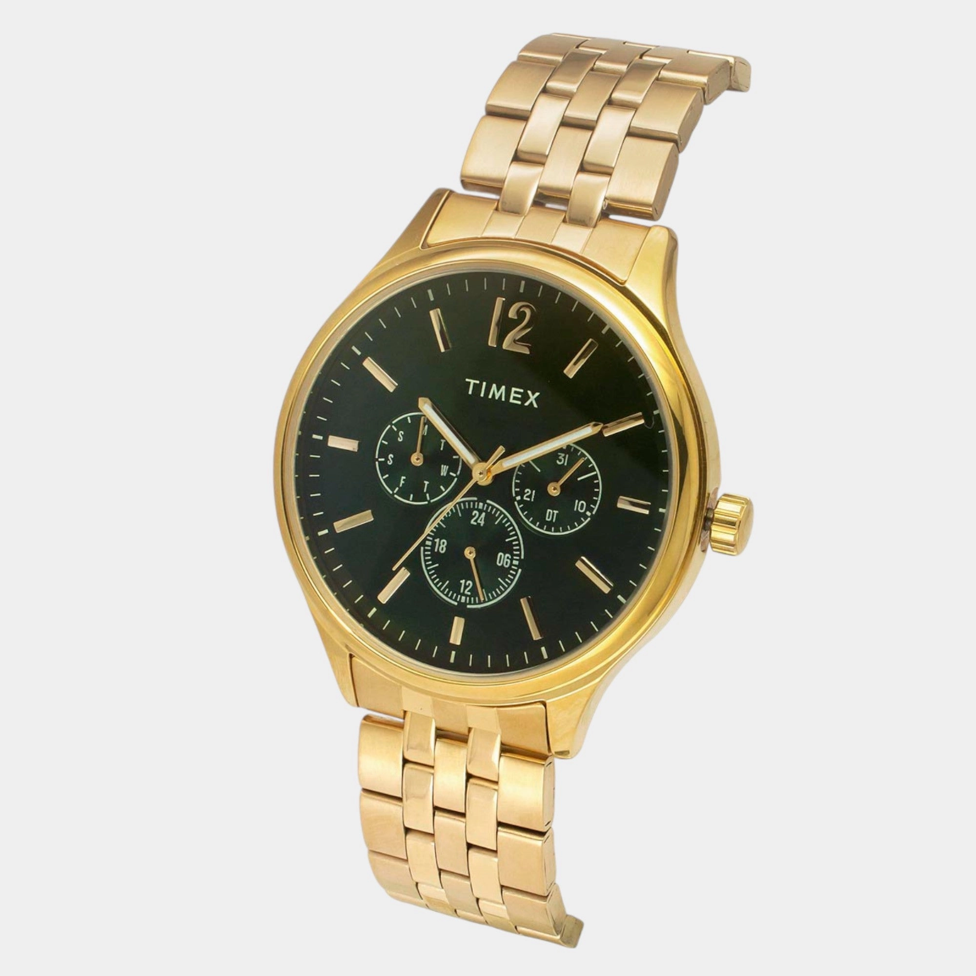 Men Quartz Green Dial Multi-Function Stainless Steel Watch TWEG18435