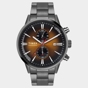 Men Quartz Orange Dial Chronograph Stainless Steel Watch TWEG19932