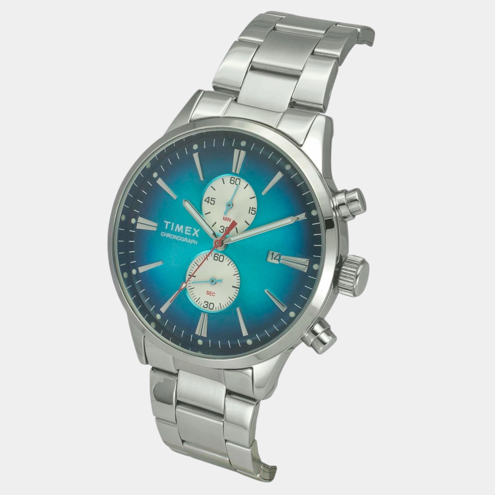 Men Quartz Teal Dial Chronograph Stainless Steel Watch TWEG19931