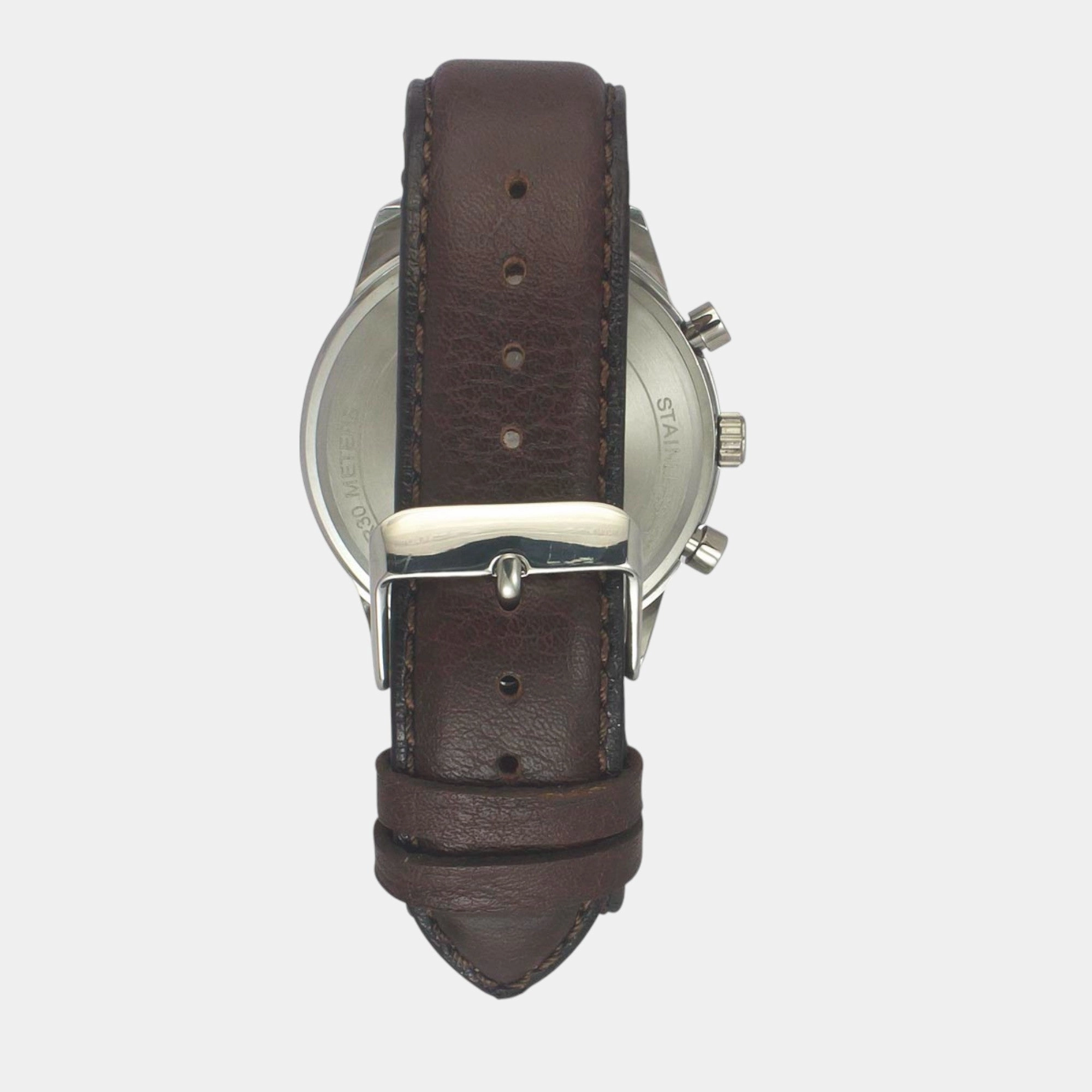 Men Quartz Warm Grey Dial Chronograph Leather Watch TWEG18514