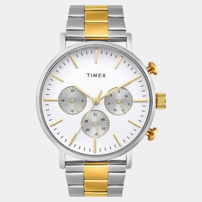 Men Quartz Warm Silver Dial Multi-Function Stainless Steel Watch TWEG20026