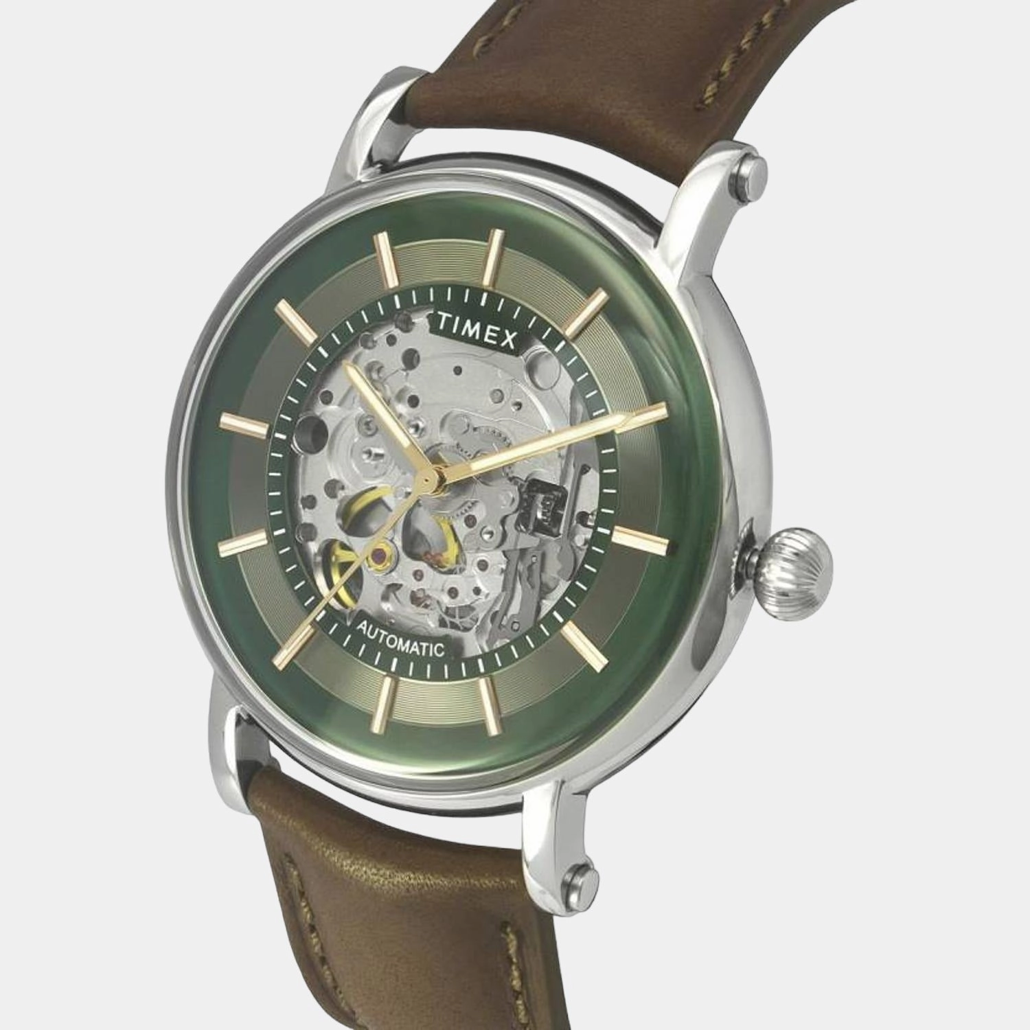 Men's Automatic Green Dial Analog Leather Watch TWEG16717