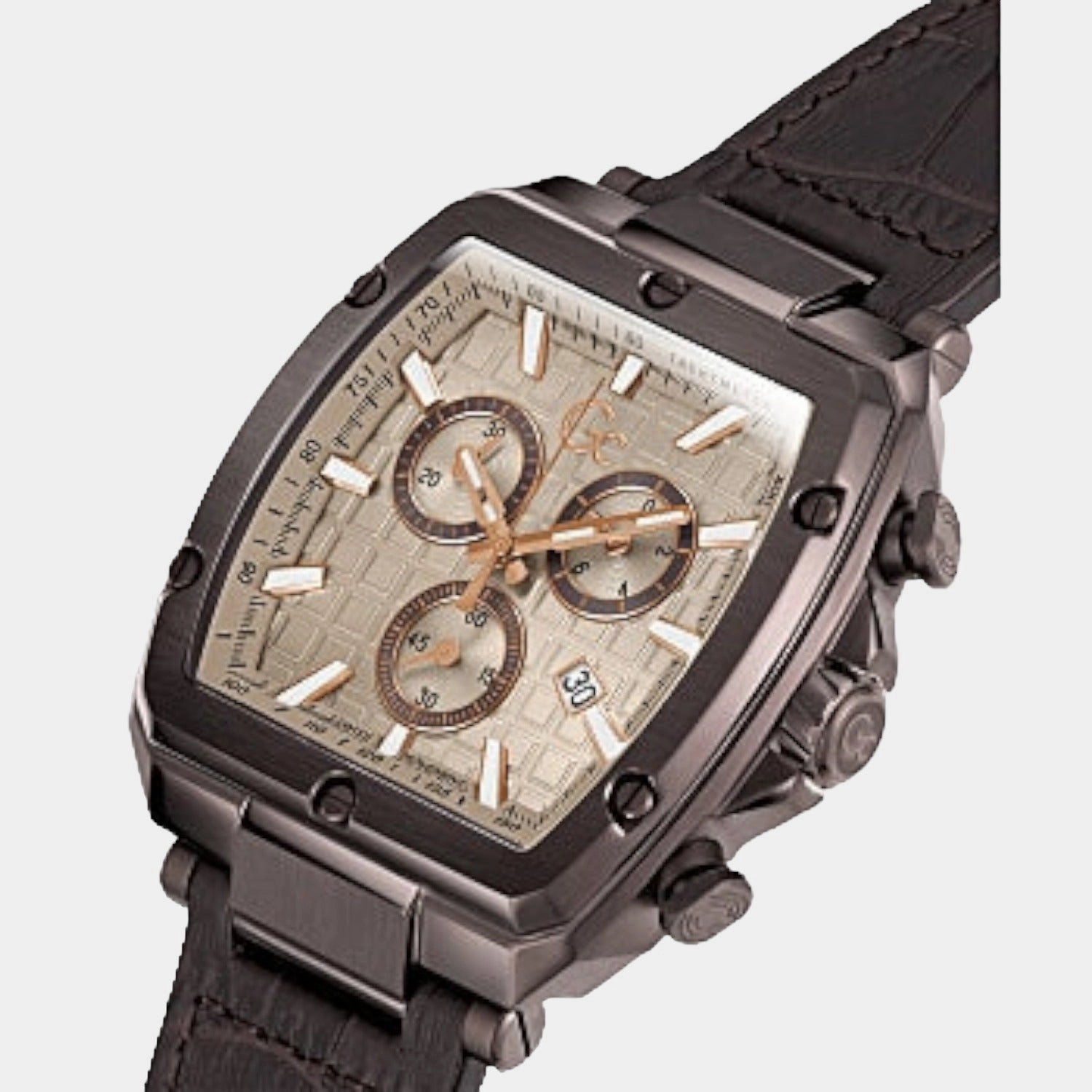 Men's Beige Leather Chronograph Watch Y83008G1MF