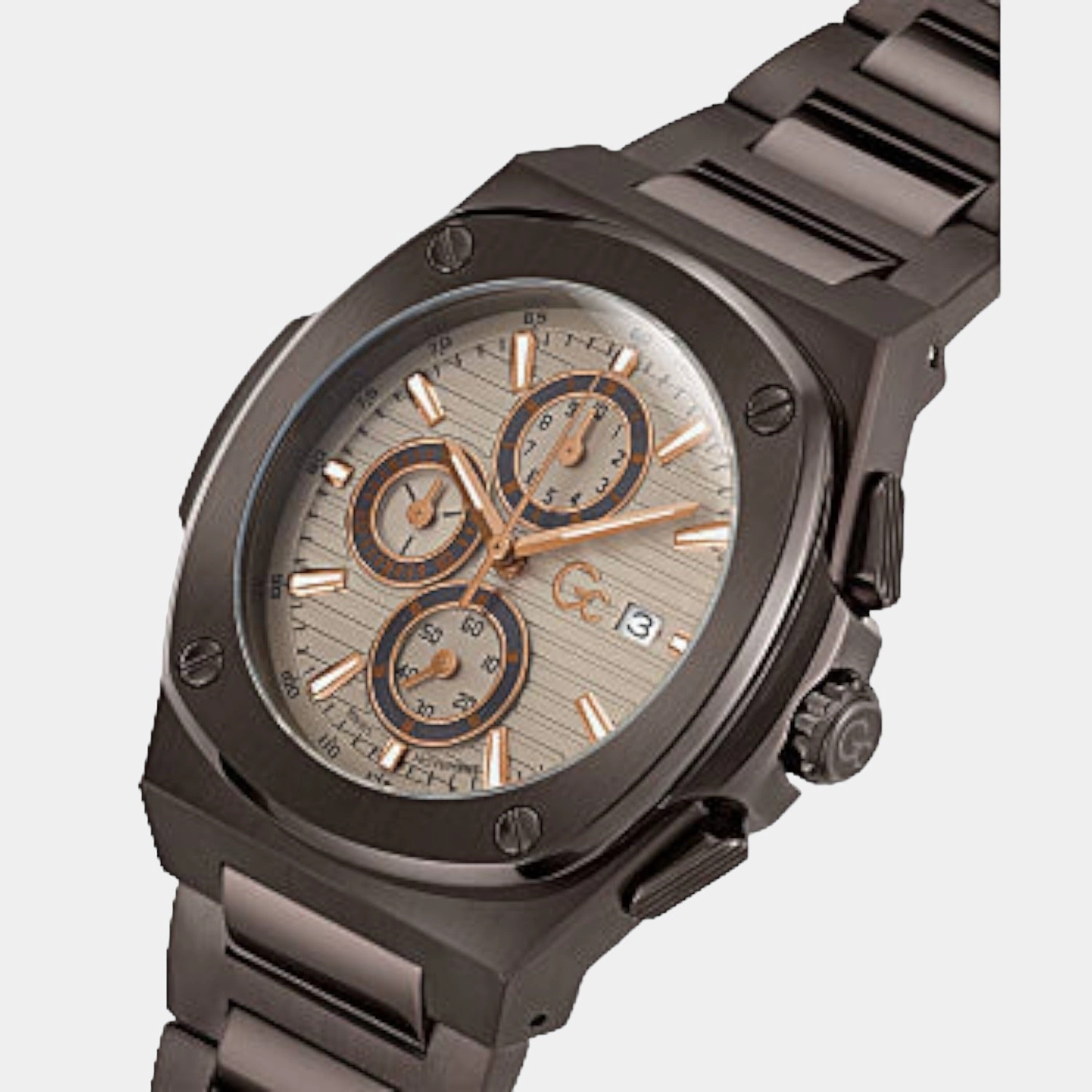 Men's Beige Stainless Steel Chronograph Watch Y99013G1MF