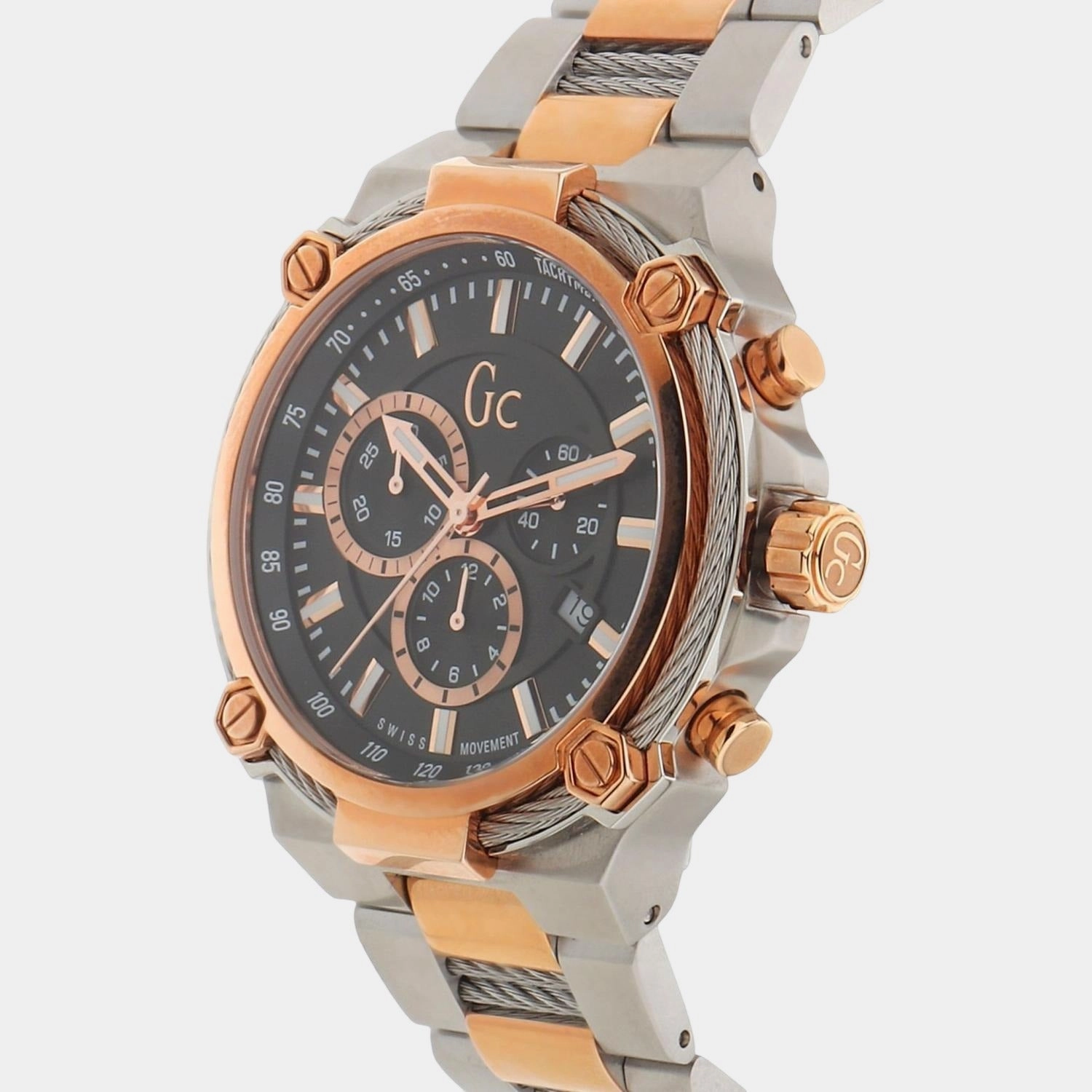 Men's Black Dial Chronograph Stainless Steel Watch Y24002G2MF