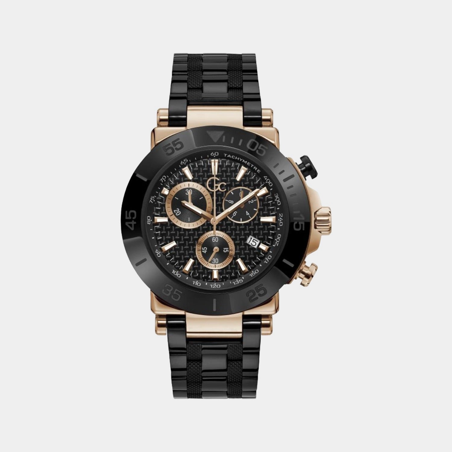 Men's Black Stainless Steel Chronograph Watch Y70002G2MF