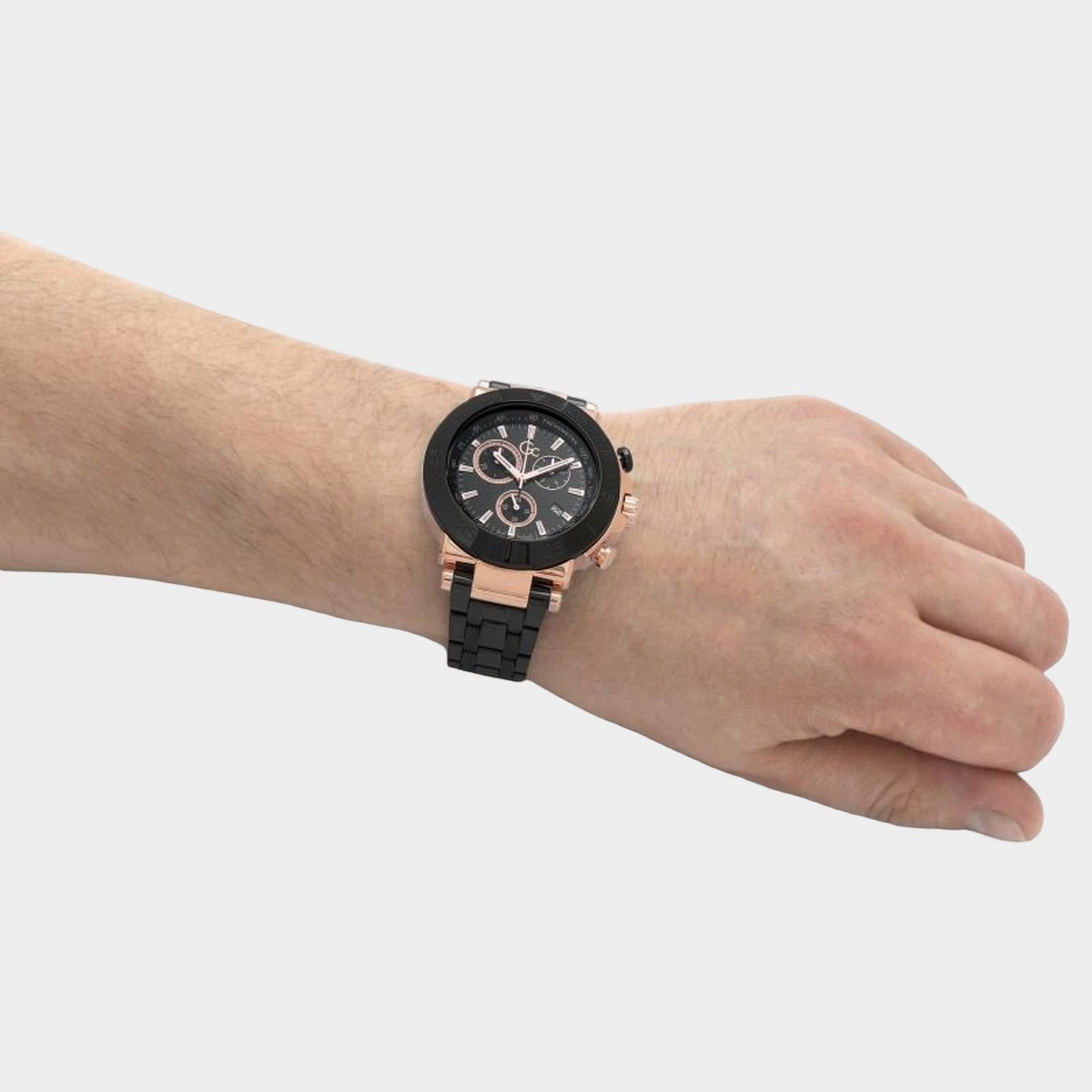 Men's Black Stainless Steel Chronograph Watch Y70002G2MF