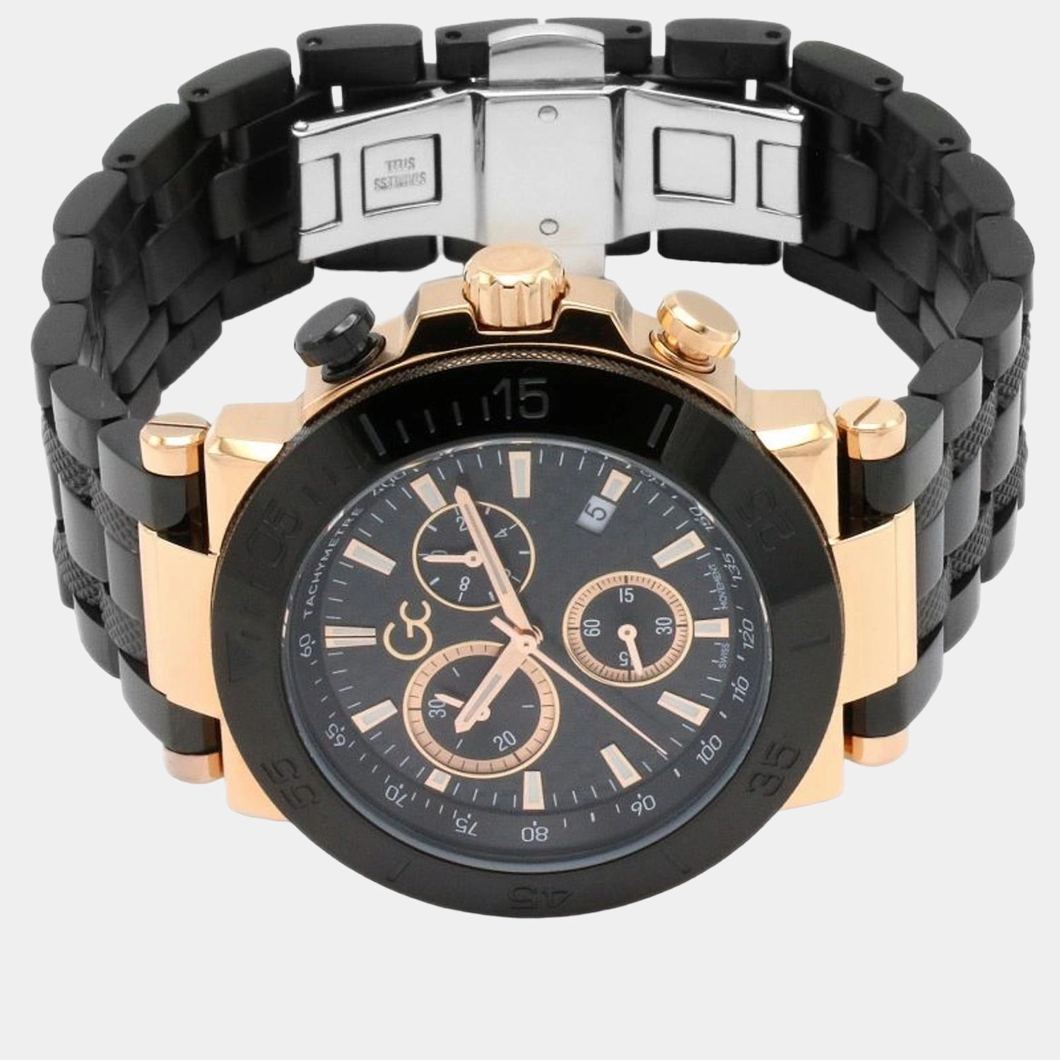 Men's Black Stainless Steel Chronograph Watch Y70002G2MF