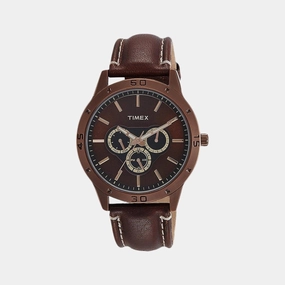 Men's Brown Analog Leather Watch TW000U914