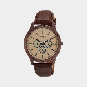 Men's Brown Analog Leather Watch TW000U915