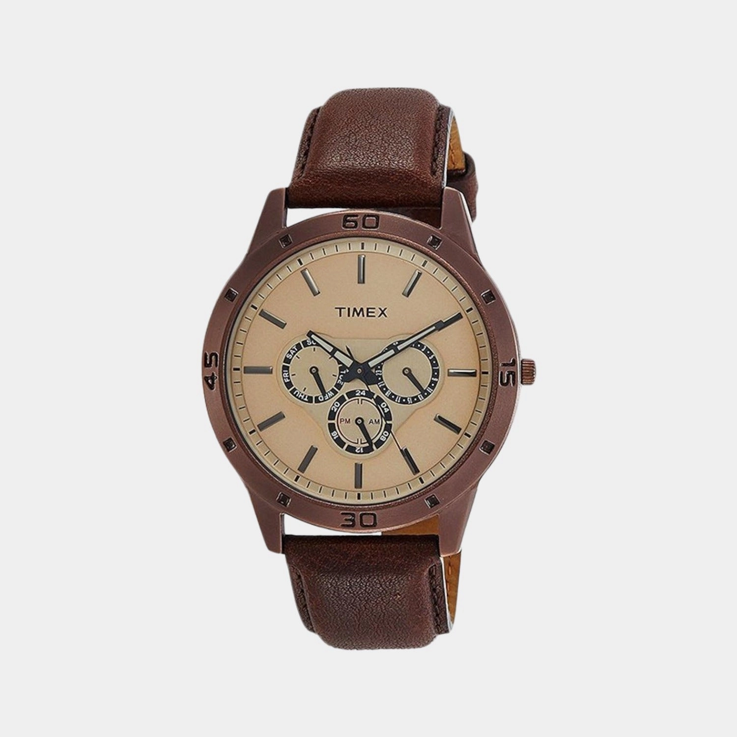 Men's Brown Analog Leather Watch TW000U915