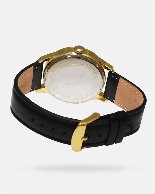 Men's Goldtone All Stainless Japan Quartz Strap Watch with Date & Seconds Sub Dial