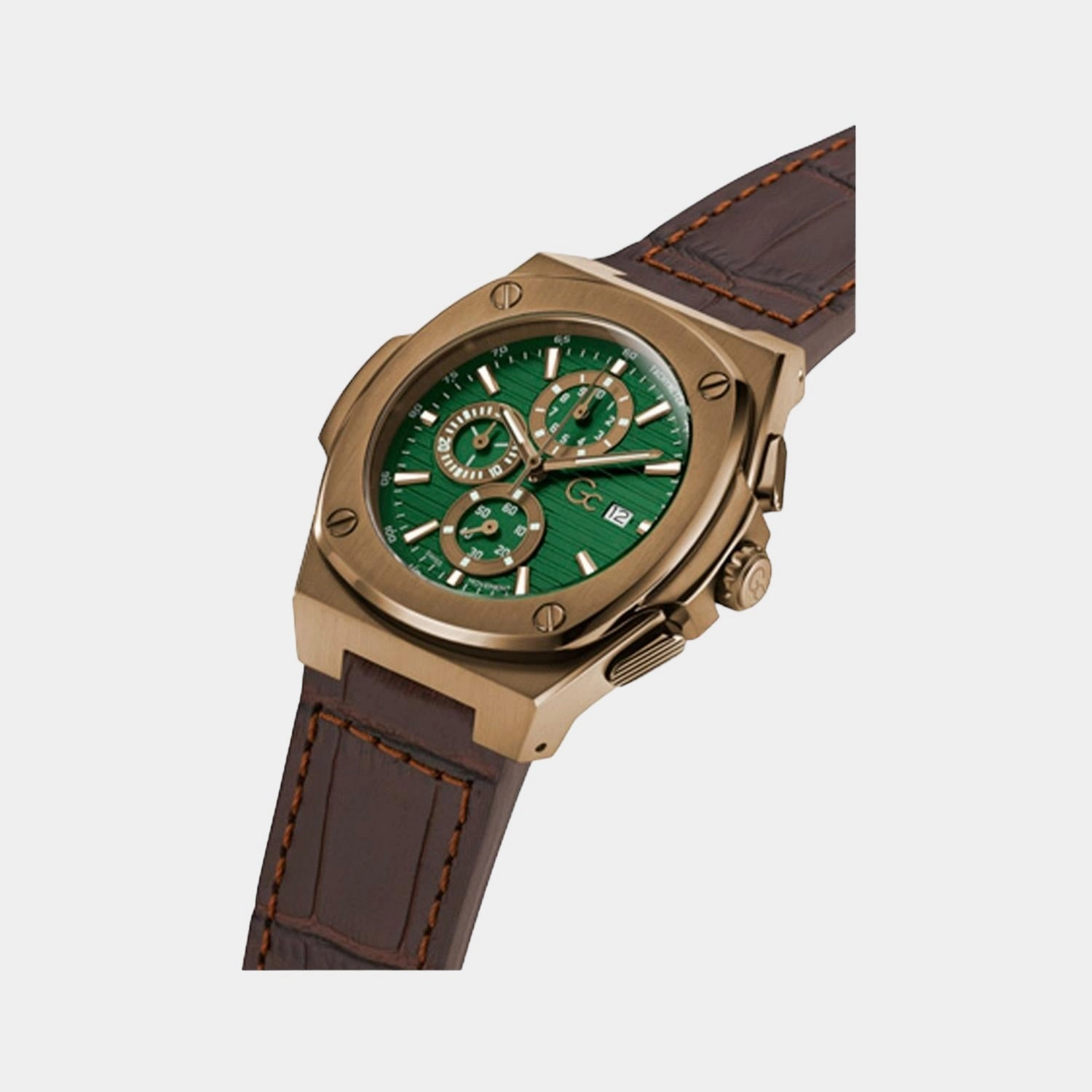 Men's Green Leather Chronograph Watch Y99011G9MF