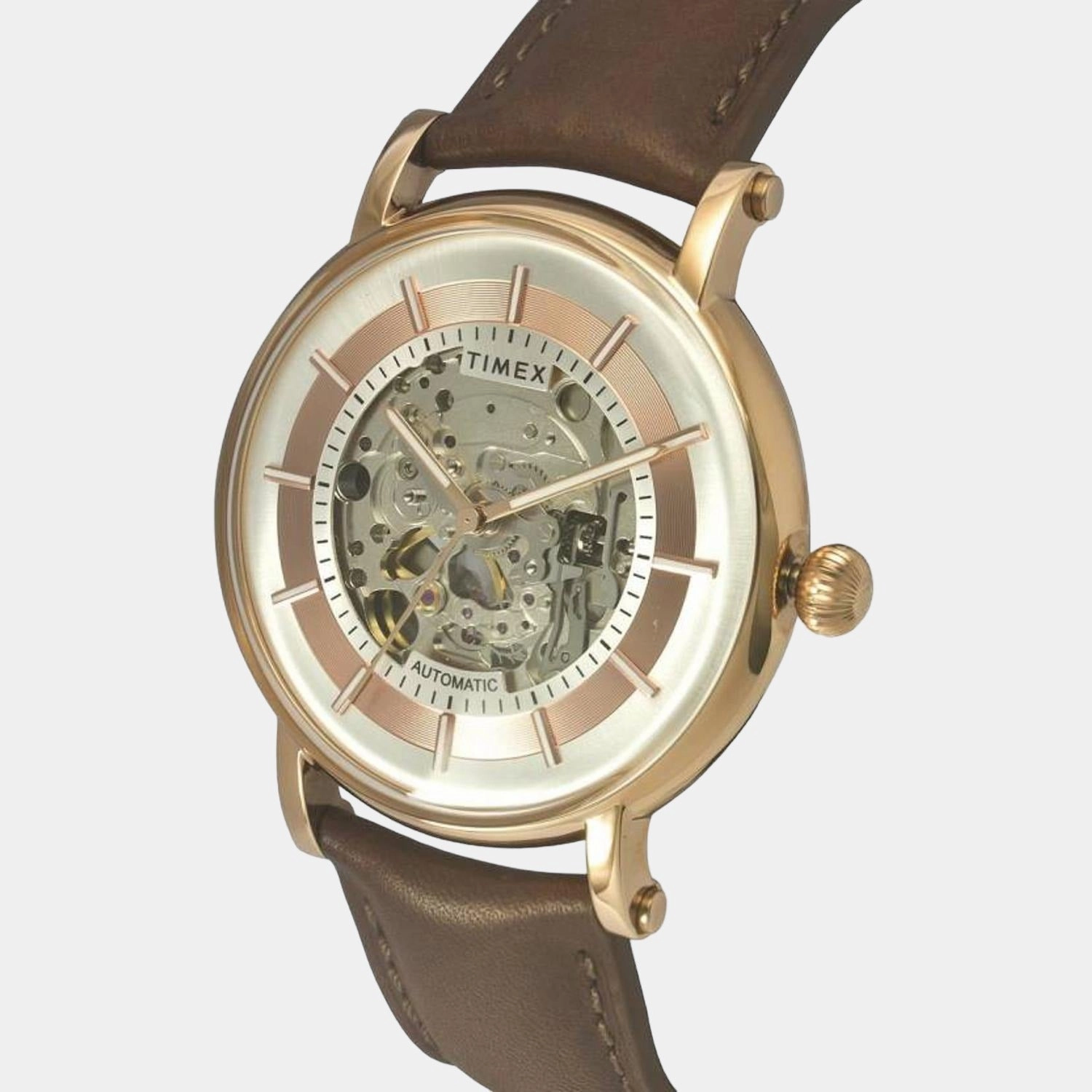 Men's Silver Analog Leather Watch TWEG16715