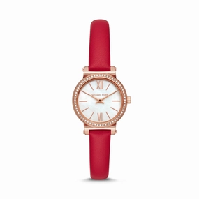 Michael Kors Women's Sofie Two-Hand Red Leather Watch MK2850