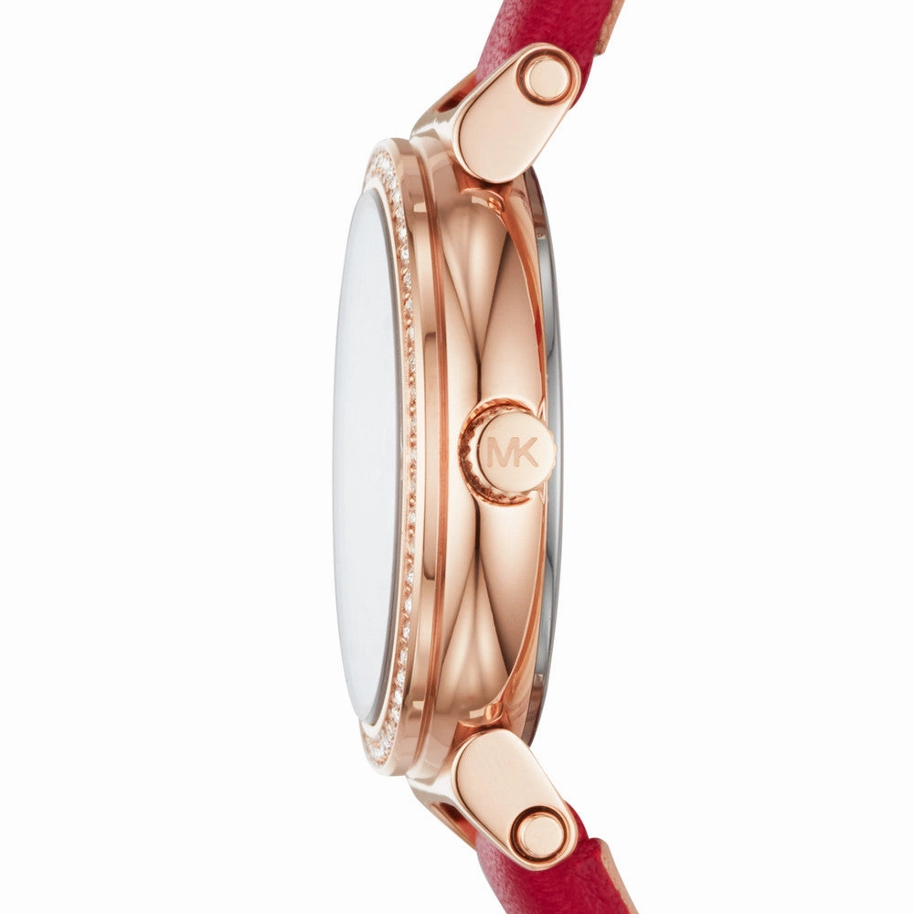 Michael Kors Women's Sofie Two-Hand Red Leather Watch MK2850