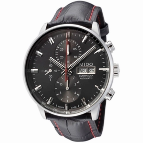 Mido Men's Chrono Watch - Commander II Black Dial Black Leather Strap | M0164141605100