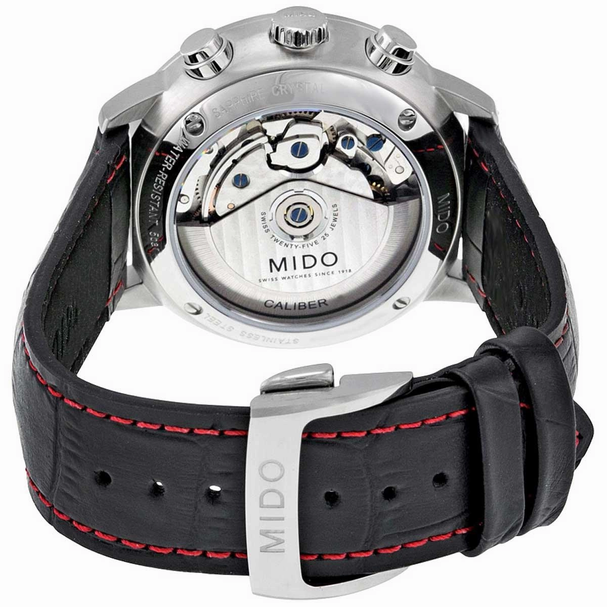 Mido Men's Chrono Watch - Commander II Black Dial Black Leather Strap | M0164141605100