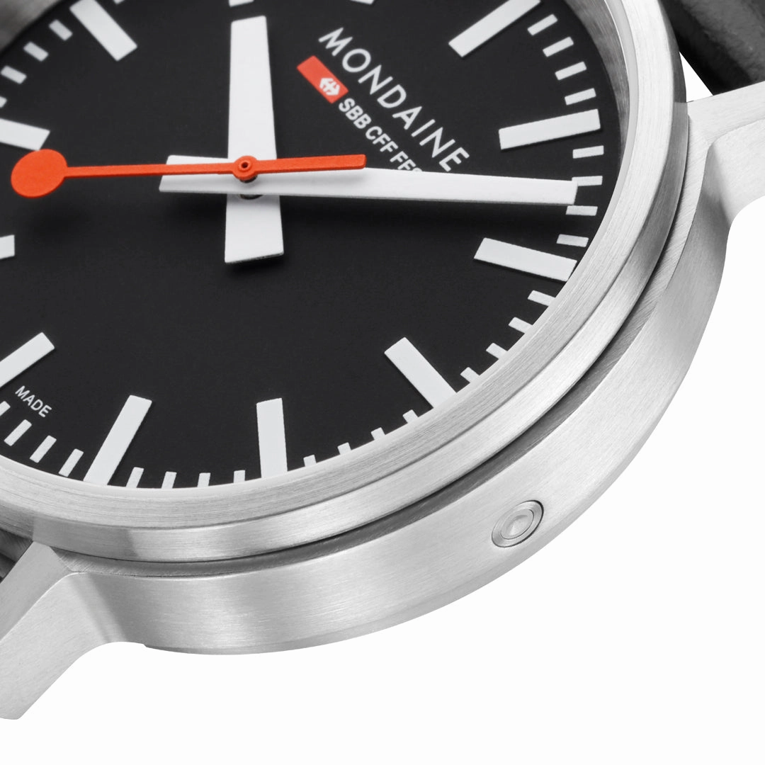 Mondaine Automatic Black Vegan Leather Watch MST.41020.LBV.2SE