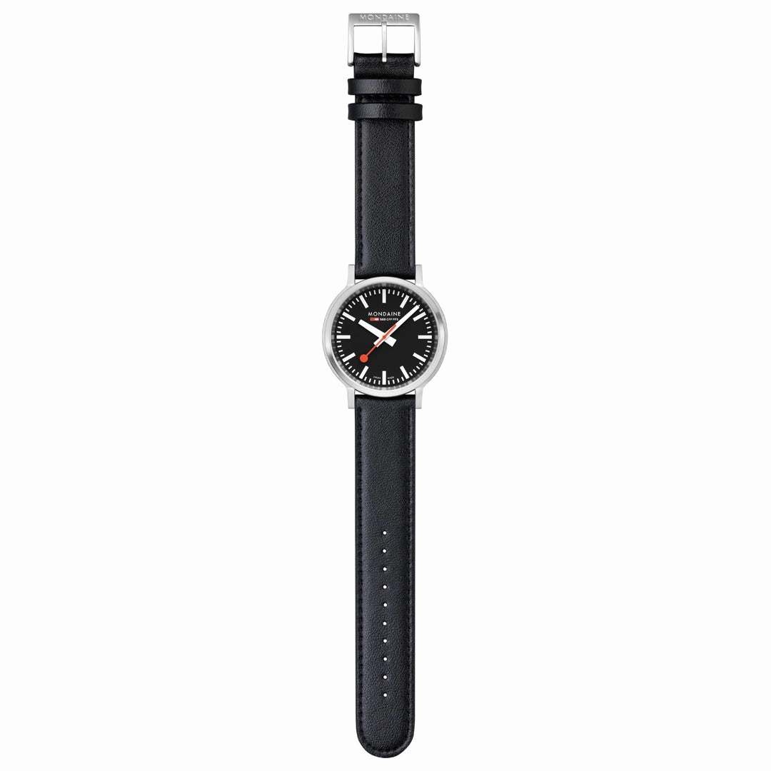 Mondaine Automatic Black Vegan Leather Watch MST.41020.LBV.2SE