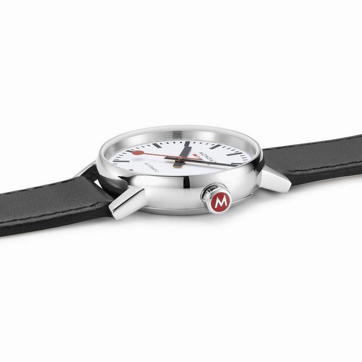 Mondaine Black Vegan Grape Leather 35MM Watch MSE.35610.LBV