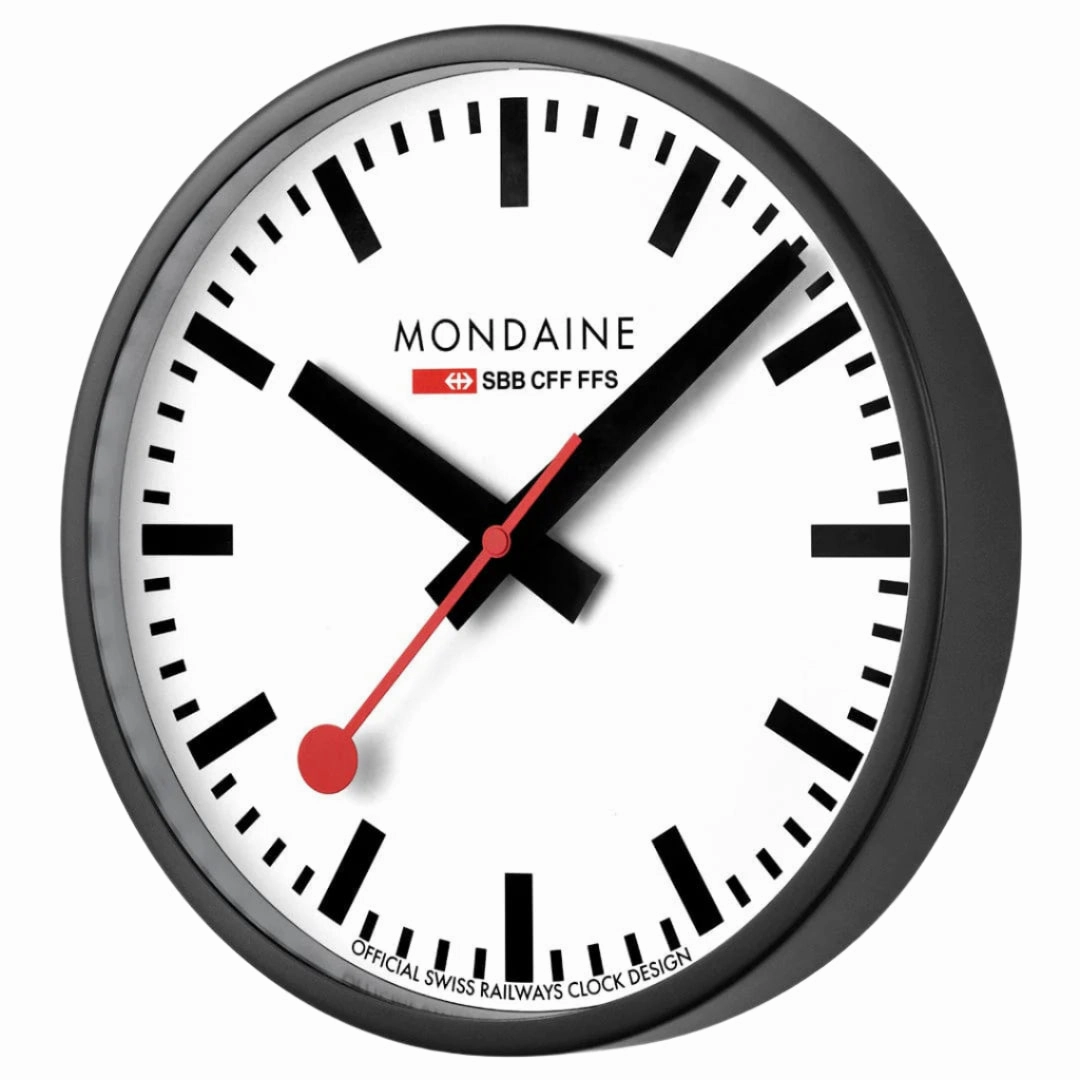 Mondaine Black Wall Clock 25CM A990.CLOCK.12SBB