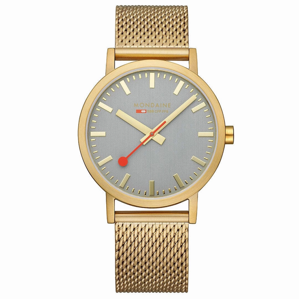 Mondaine Classic Grey Golden Stainless Steel Watch A660.30360.80SBM